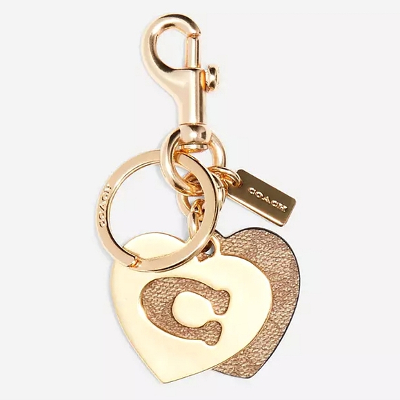 Coach | Accessories | Coach Signature Hearts Key Ring In Gold Khaki New ...